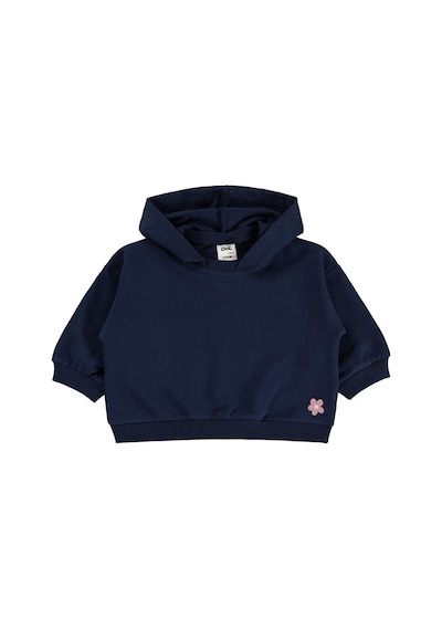 Civil Baby Çiçek Nakışlı Kapşonlu Basic 6-18 Ay Sweatshirt - Lacivert Koyu Lacivert
