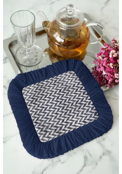 Zigzag Lüks Saçaklı Sunum Peçetesi - Geometrik Chic Modern Lacivert Desenli Kahve Sunum Mendili Okyanus Gök Mavisi Zigzag Lüks Saçaklı Sunum Peçetesi - Geometrik Chic Modern Lacivert Desenli Kahve Sunum Mendili Okyanus Gök Mavisi