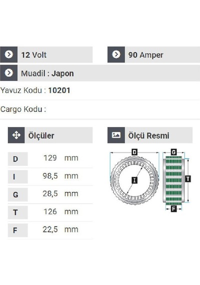 Nursan 140412 Statör 12v 90a İsuzu Dmax 3000 Motor Klimalı 2008 Sonrası Y.m