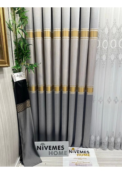 Nivemeshome Mozaik Ft614163 V-2001 Gri 1/3 Sık Pileli Fon Perde Apm Gri