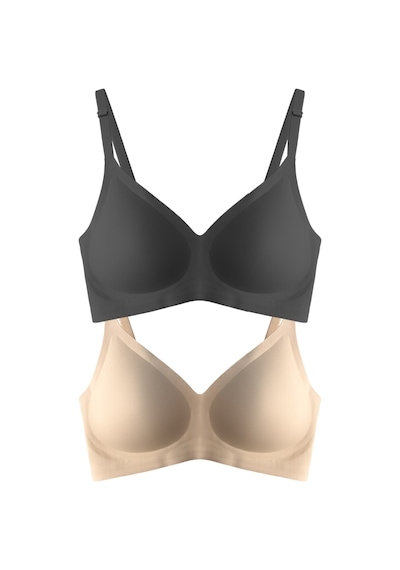 Cottonhill Seamless Bra - Soft Lazer Kesim Balensiz Ayarlanabilir Askılı Dikişsiz Kadın Sütyen 2'li Paket-2 Çok Renkli