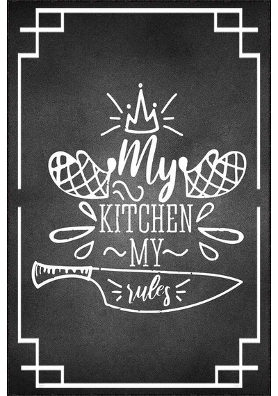 Siyah Kaymaz Taban My Kitchen My Rules Mutfak Halısı Ar1125n11