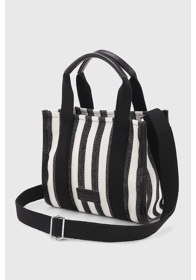 Housebags Siyah Çizgili Kanvas Tote Bag 245 Siyah Çizgili