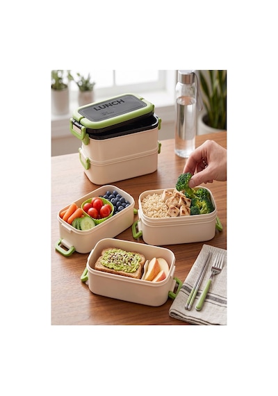 Mavi Beslenme Kutusu 3 Bölmeli 1 Adet 3 Bölmeli Beslenme Kabı Yemek Saklama Kabı Taşınabilir Lunch Box Okul