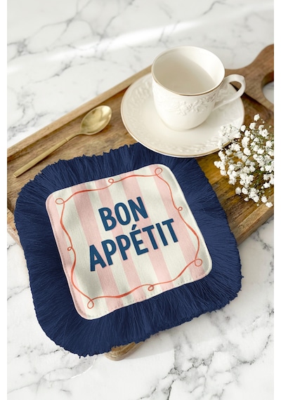 Fransız Bon Appetit Saçaklı Sunum Peçetesi - Şık Pastel Çizgili Bohem Lacivert Bardak Altlığı Mendil Buzlu Sisli Gri Fransız Bon Appetit Saçaklı Sunum Peçetesi - Şık Pastel Çizgili Bohem Lacivert Bardak Altlığı Mendil Buzlu Sisli Gri
