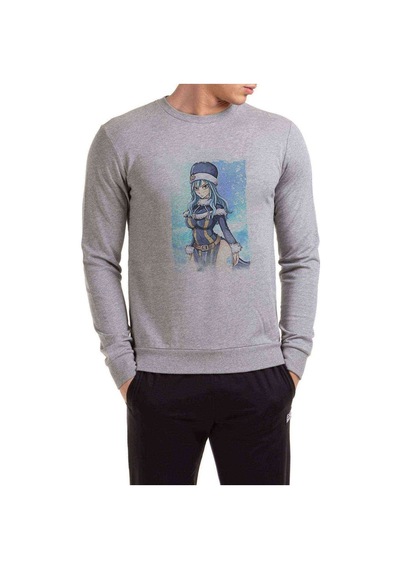 Anime Fairy Tail Glass Guild Emblem Baskılı Gri Erkek Sweatshirt (530948512)