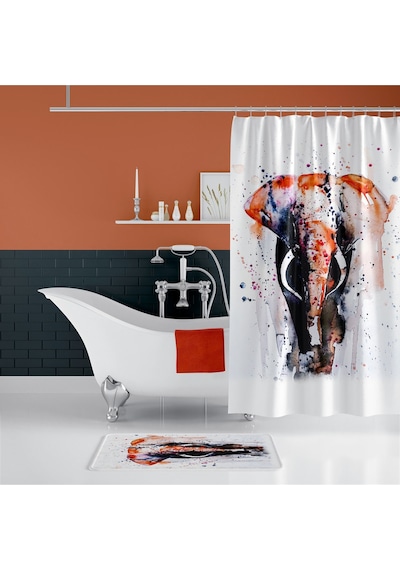 Zethome Elephant Banyo Paspas Ve Tek Kanat Duş Perdesi 1x180x200 Çok Renkli