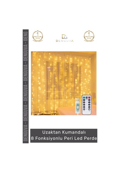 Led 8 Fonksiyonlu Günışığı Kumandalı Dekoratif Aydınlatma Şık Perde Peri Led 3 Mt X 3 Mt - 1 Adet Çok Renkli