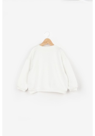 Le Mabelle Ekru Önü Fiyonklu Uzun Kollu Kız Çocuk Sweatshirt - Sophie Ekru