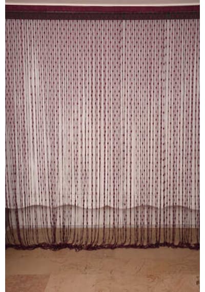 Küçük Puanlı Model Bordo Renk Hazır Ip Perde 300x270 Cm