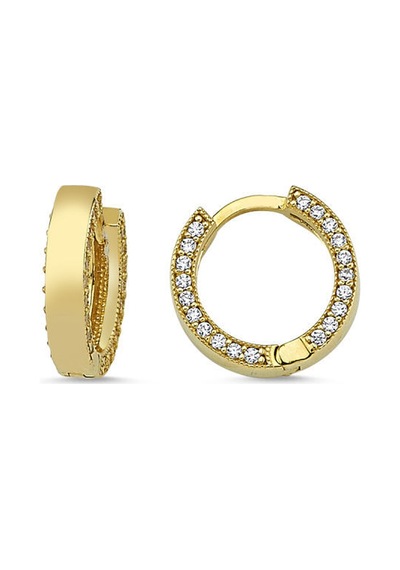 Sembolgold Altın Halka Küpe Swarovski Taşlı Tasarım Kpbz-9051