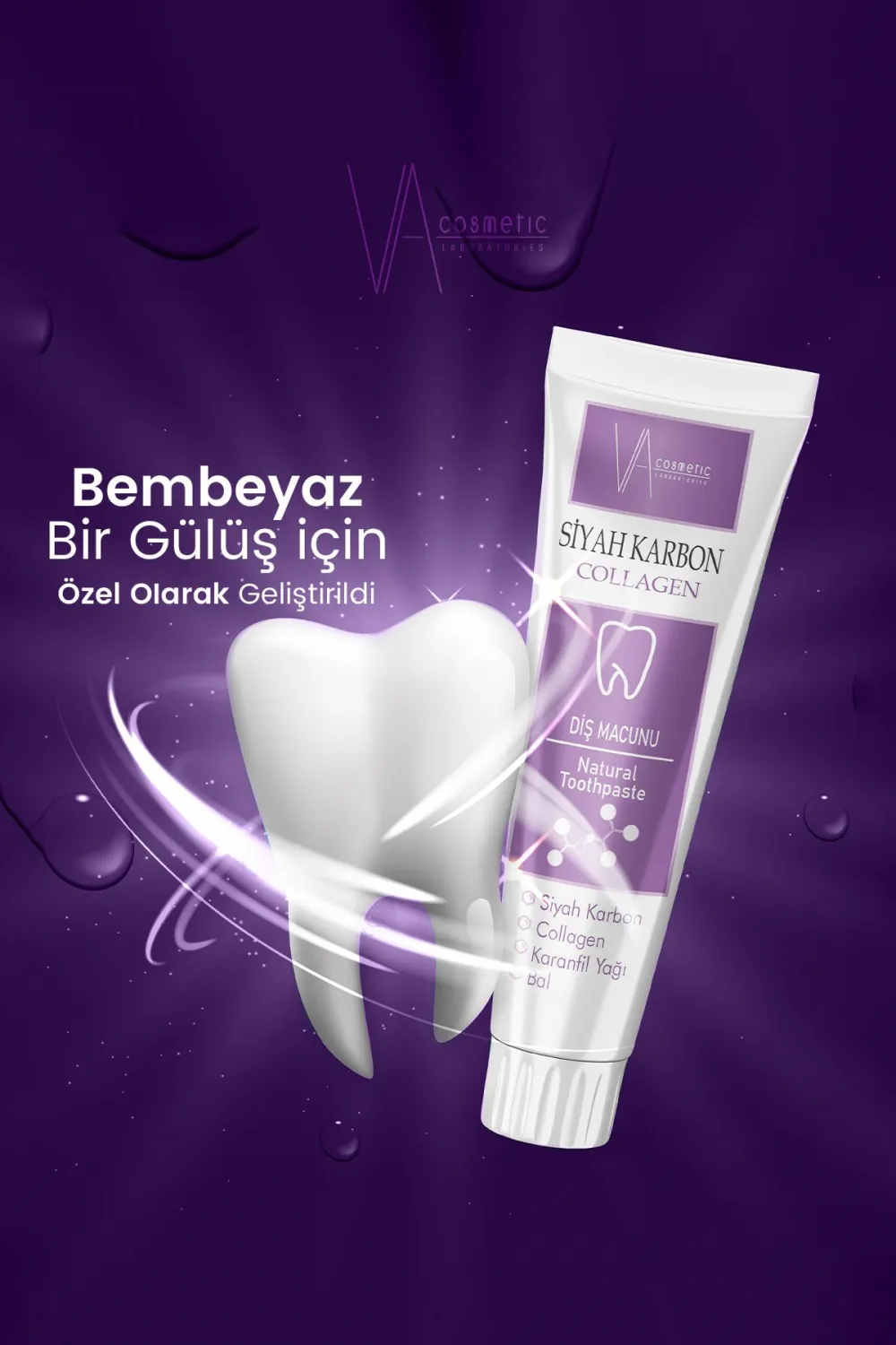 Va Cosmetic Aktif Karbon Beyazlatıcı Diş Macunu 100 Ml Leke Karşıtı Ağız Ve Diş Bakımı Beyazlatma