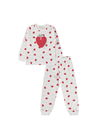 Civil Girls Kız Çocuk Çilek Desenli Pijama Takımı Süprem-süprem Uzun Kol Okul Kreş Ve Günlük Kullanım - Ekru Civil Girls Kız Çocuk Çilek Desenli Pijama Takımı Süprem-süprem Uzun Kol Okul Kreş Ve Günlük Kullanım - Ekru