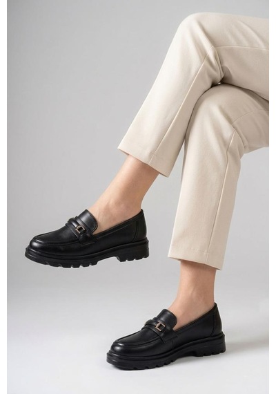 Wanetti 03432 Kadın Ortopedik Günlük Loafer Ayakkabı Sıyah