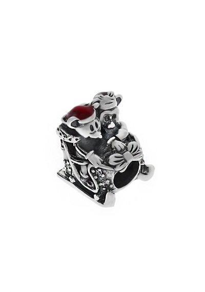 Kadın Kızakta Mickey Ve Minnie Model Gümüş Charm