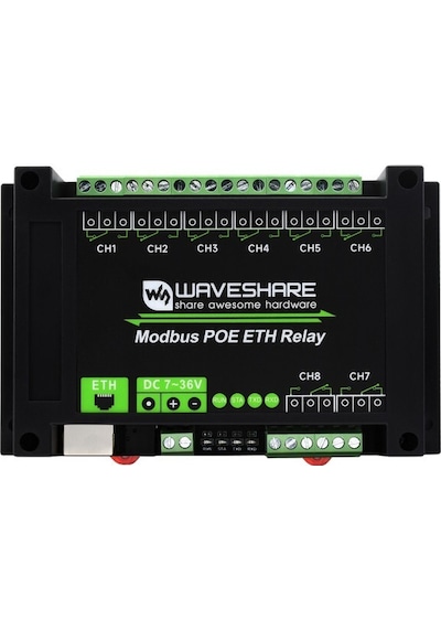 8 Kanallı Ethernet Röle Modülü - Modbus Rtumodbus Tcp Protokolü- Poe Ethernet Port