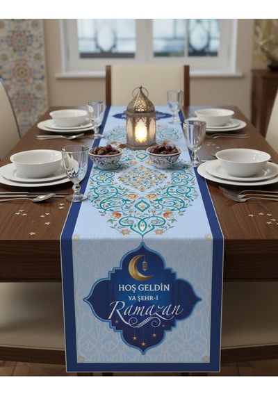 Ramazan Ayı Motifli Dijital Baskılı Runner Masa Örtüsü 40x140 Cm Rmz-5
