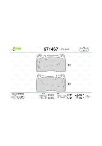 VALEO 671467 Ön Balata Audi Q5 2.0 Tfsı 2.0 TDI 3.0 TDI 12 A6 14 A7 14 Porsche Macan 14 Gdb2022