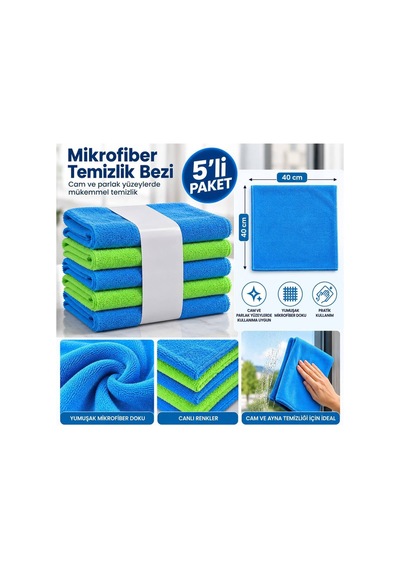 Temizlik Bezi Mikro Fiber 5 Li Set40 40 - 939648681 Diğer