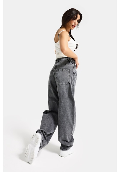 Itsbasic Kadın Füme 4s6-13 Baggy Fit Bol Kesim %100 Koton Denim Jean