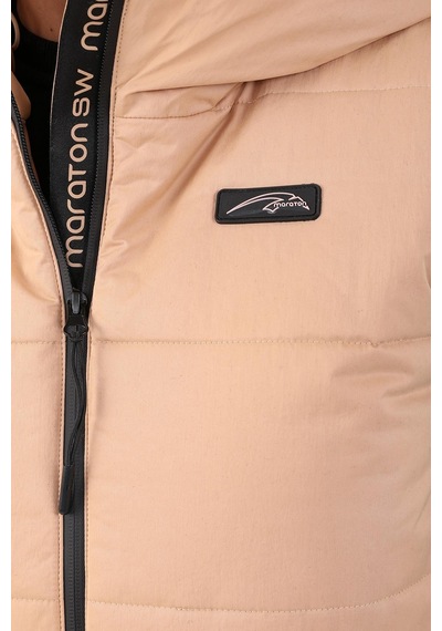 Maraton Sportswear Comfort Kadın Kapşonlu Kolsuz Basic Bej Yelek 21402-bej Bej