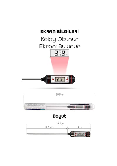 Dijital Gıda Termometresi Sıvı Gıda Et Su Süt Yiyecek Sıcaklık Ölçer Mutfak Için Gıda Termometre 027
