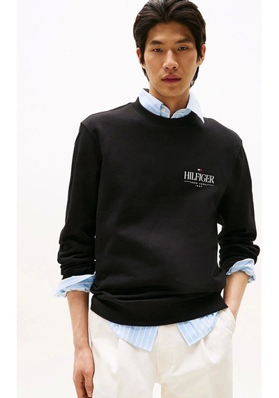 Tommy Hilfiger Hılfıger Stacked Sweatshırts Erkek Siyah Kazak Mw0mw39376bds Siyah