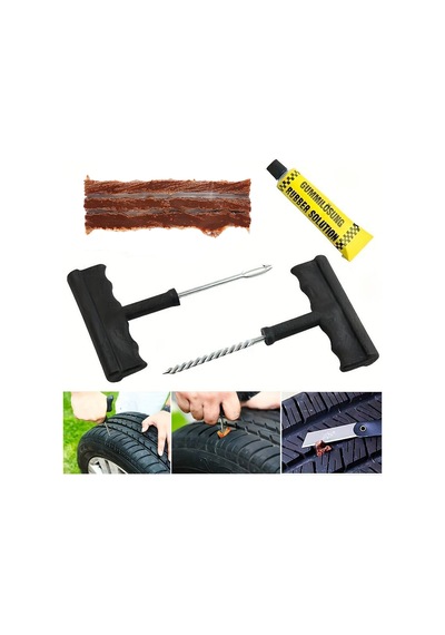 Tekerlek Tamir Kiti Dış Lastik Araba Motorsiklet Otomobil Bisiklet Scooter Lastik Tamir Fitil Seti Siyah - 698662007 Siyah