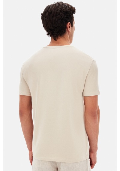 Twn Slim Fit Taş Düz Kabartma Baskılı T-shirt 4ec148551753m Taş