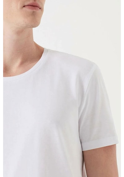 Mavi Bisiklet Yaka T-shirt Beyaz