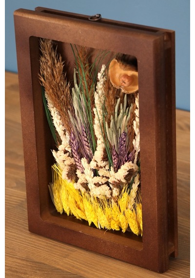 Yapay Çiçek Deposu Dekoratif Çiçekli Çerçeve Tablo 21cmx30cm Kod:115