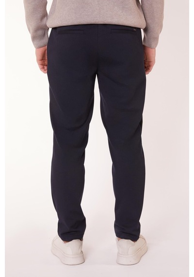 Braccas Erkek Yandan Cepli Beli Yarım Lastikli Slim Fit Chino Lacivert Pantolon Lacivert