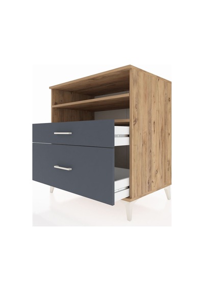 Kronos Şifonyer 2 Raflı 2 Çekmeceli 88x59x96 Çam-antrasit Atlas Çam