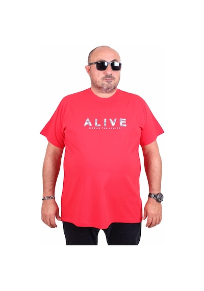 Moc Grande Mocgrande Erkek Büyük Beden Sıfır Yaka Tişört Alive 25187 Kırmızı Kırmızı
