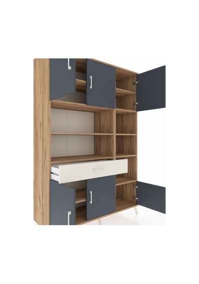 Hyperion Dolap 10 Raflı Tek Çekmeceli 6 Kapaklı 132x44x195 Çam-antrasit/aytaşı Antrasıt/aytası Hyperion Dolap 10 Raflı Tek Çekmeceli 6 Kapaklı 132x44x195 Çam-antrasit/aytaşı Antrasıt/aytası