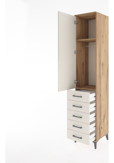 Hyperion Dolap 2 Raflı 5 Çekmeceli Tek Askılı 44x44x221 Çam-aytaşı Atlas Çam