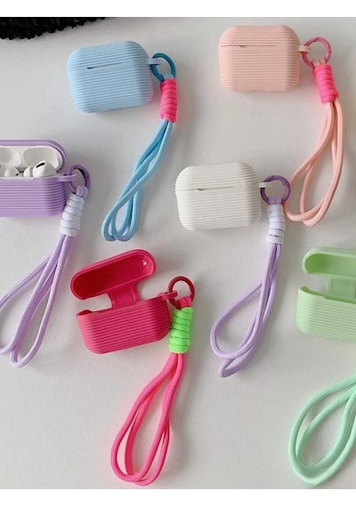 Apple Uyumlu iPhone 1/2. Nesil  Koruyucu Bluetooth Kulaklık Kılıfı Mor Airpods 1/2. Nesil