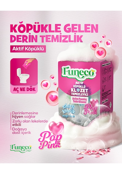 Pop Pink Klozet Tuvalet Wc Temizleyici, 1 Kutu-4 Paket, Yeni Nesil Aktif Köpüklü, Ekolojik