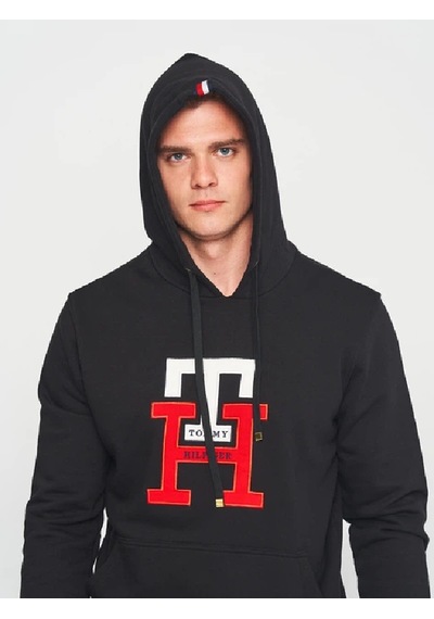 Tommy Hilfiger Erkek Kapşonlu Sweatshirt Siyah