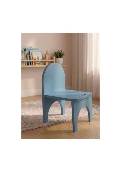 Montessori Mdf Çocuk Sandalyesi, Modern Tasarım, Güvenli Ve Dayanıklı Ahşap Çocuk Sandalyesi Mavi