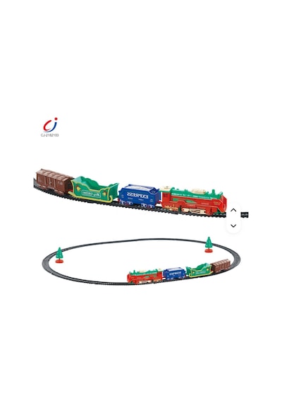 Işıklı Noel Tren Seti Yılbaşı Ağacı Yanı Raylı Oyuncak Pilli Tren Seti 18 Parça