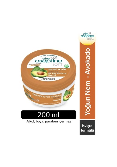 Cire Aseptine Soft Avokado Özlü Yoğun Nemlendirici Prebiyotikli Krem 200 Ml Aloe Vera