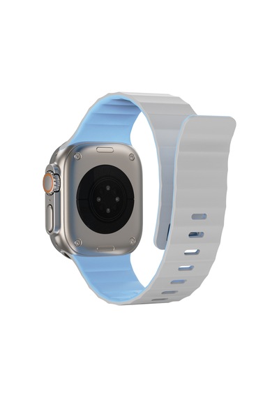 Watch 10 46mm Uyumlu Wiwu Mag Secur Serisi Silikon Kordon Beyaz - Mavi