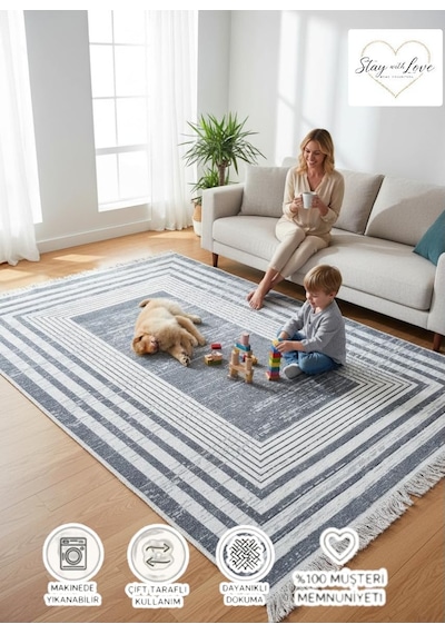 Kilim Çift Taraflı Bohem Seri Dokuma Kilim Gri-beyaz 80 300 Cm Çok Renkli