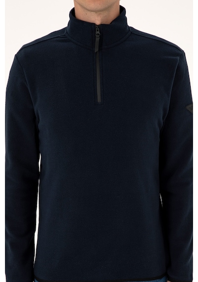 U.S. Polo Assn. Erkek Regular Fit Lacivert Polar Yarım Fermuarlı Basic Sweatshirt 50313777-VR033