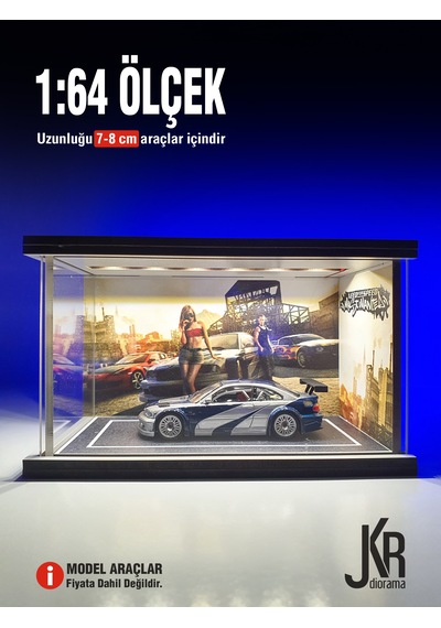 Most Wanted V1 Diecast Led Işıklı Akrilik Korumalı Stand/diorama 1:64 Ölçek
