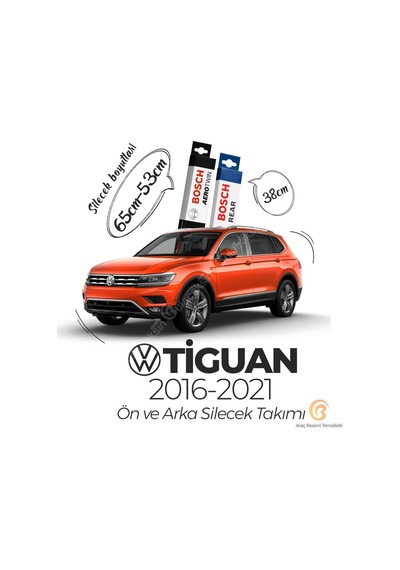 Volkswagen Tiguan Ön Arka Silecek Seti 2016-2021 Bosch Aerotwin