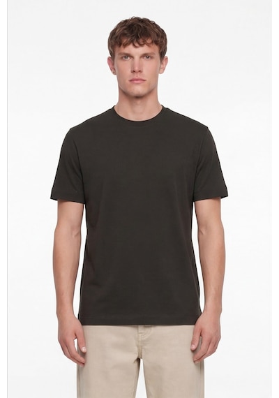 Sabri Özel Erkek Nefti Normal Kesim Regular FitPamuk Dokuma Bisiklet Yaka Basic T-shirt