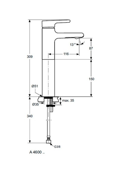 Ideal Standard Attitude Lavabo Bataryası - A4600aa- Krom