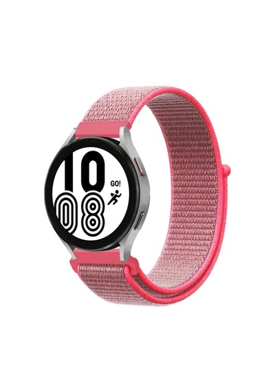 Mey İthalat Samsung Samsung Uyumlu Galaxy Watch 4 Hasırlı Cırtcırtlı Kordon - Pembe